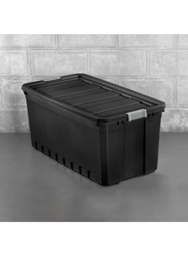 Sterilite Latch Closure Rectangular Stacker Storage Tote Black and Grey 50 Gal 4387460 - Image 4